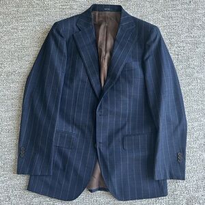 Gently Used SUITSUPPLY Navy Tropical Wool Striped Lazio Suit (38R)